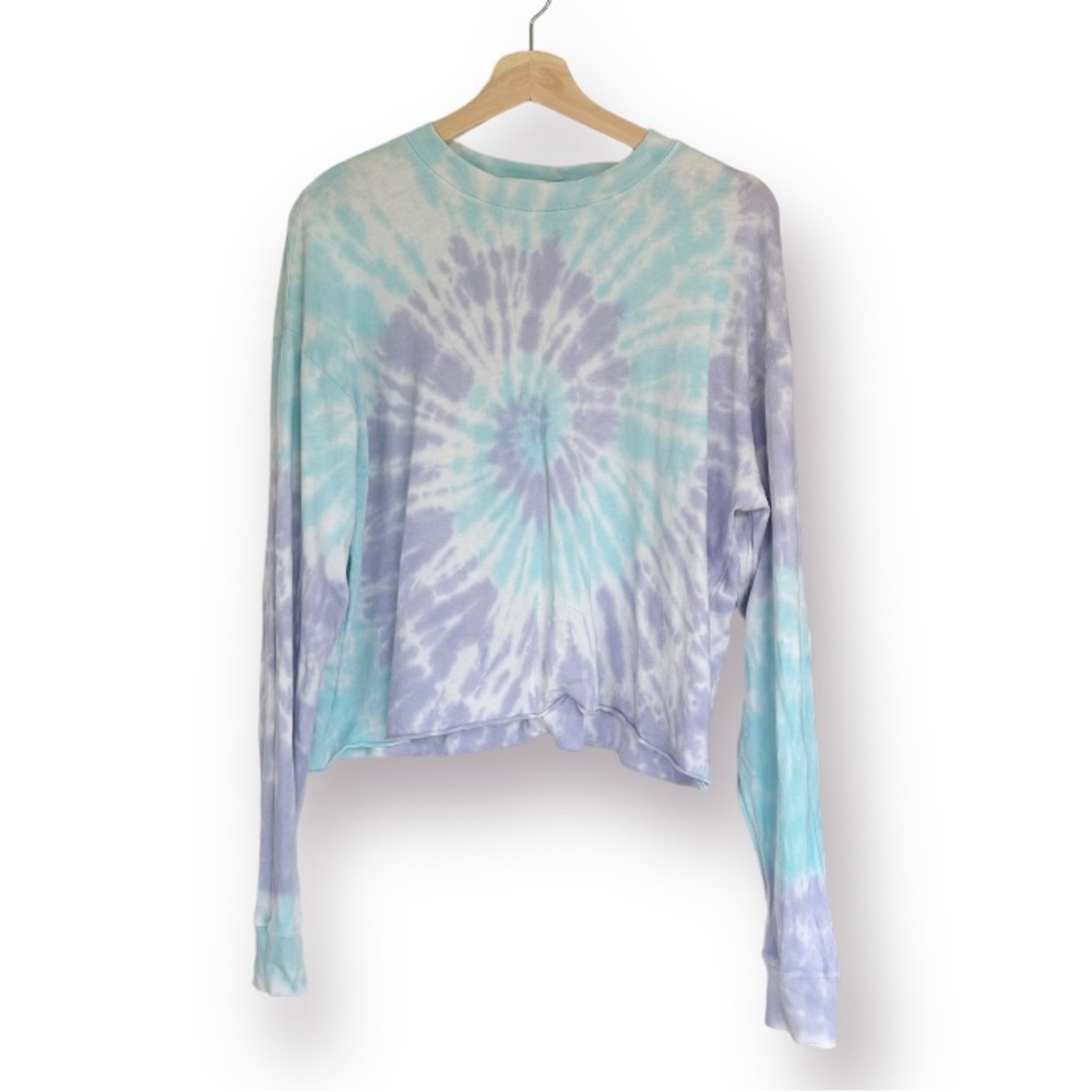 Daydreamer Long Sleeve Cropped Boxy Fit Swirl Tie-dye Tee S